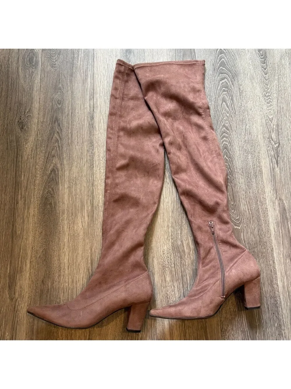 Anthropologie Faux Suede Brown Over the Knee Boots Size 40